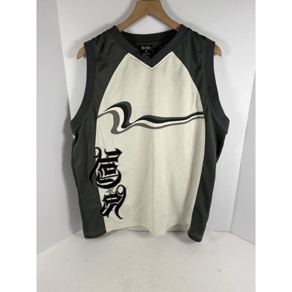 So Cal Mens L Mesh Sleeveless Jersey Tank Top Streetwear Basketball VNeck Stains